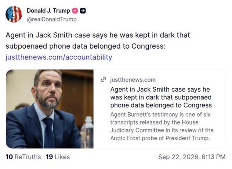 justthenews：Jack Smith 案特工证词 报道预览