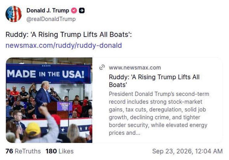 Newsmax：A Rising Trump Lifts All Boats 专栏配图